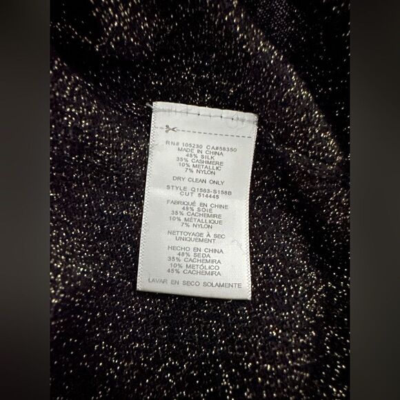 Equipment‎ Femme Ondine Crew Neck Sweater Black/Gold Sparkle Merino Wool/… - Picture 7 of 7